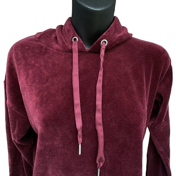 J. Crew Velour Burgundy Pullover Hoodie Sweatshirt Women’s XS Athletic Blokette - Picture 3 of 9